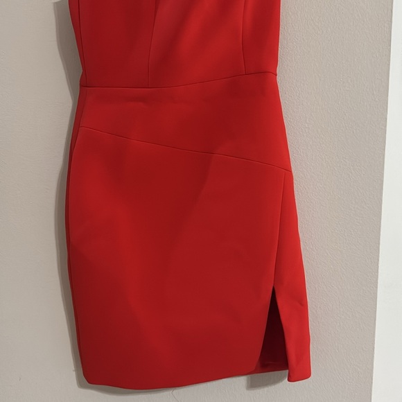 BCBGMAXAZRIA “DAYNE” SIZE 0 JEWEL RED ASYMMETRICAL SHOULDER DRESS - Picture 5 of 8